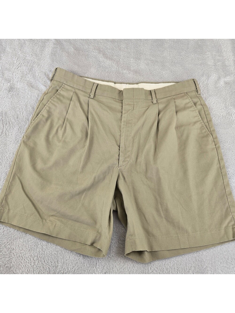 Knights Bridge Men's Khaki Pleated Shorts Size 34W Cotton Blend Classic Fit